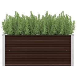 vidaXL Arriate de acero galvanizado marrón 100x40x45 cm