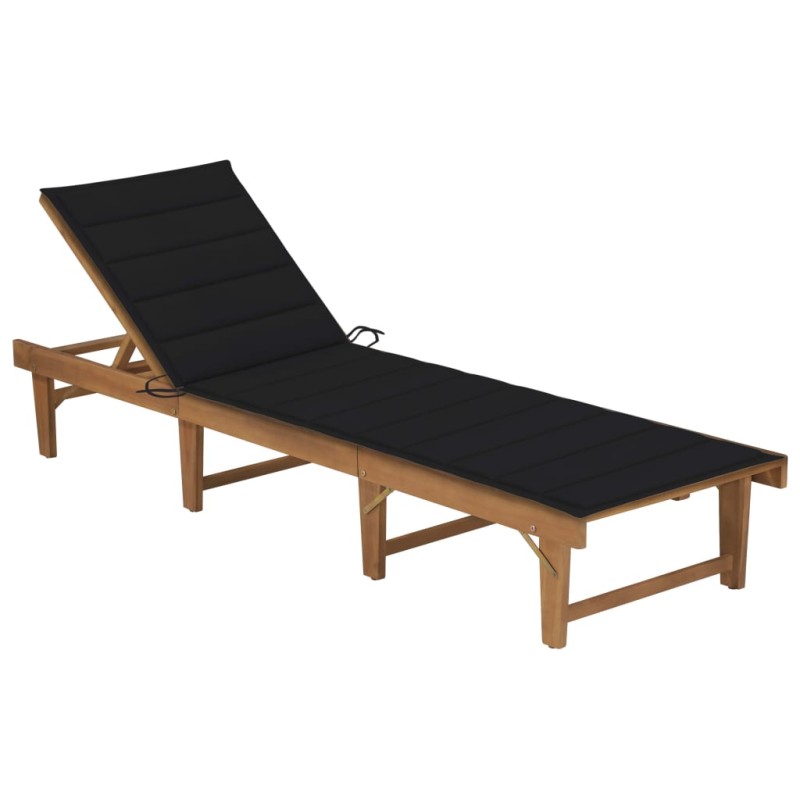 vidaXL Tumbona plegable con cojín madera maciza de acacia vidaXL Tumbona plegable con cojín madera maciza de acacia