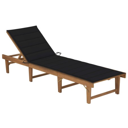 vidaXL Tumbona plegable con cojín madera maciza de acacia 