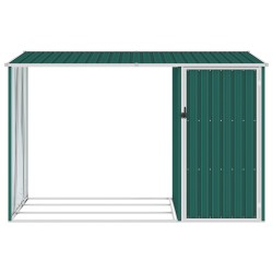 vidaXL Cobertizo jardín de leña acero galvanizado verde 245x98x159 cm