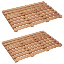 vidaXL Alfombrillas de baño 2 uds madera maciza de acacia 56x37 cm