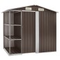 vidaXL Cobertizo de jardín con estantería hierro marrón 205x130x183 cm vidaXL Cobertizo de jardín con estantería hierro marrón 205x130x183 cm
