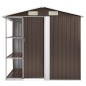 vidaXL Cobertizo de jardín con estantería hierro marrón 205x130x183 cm vidaXL Cobertizo de jardín con estantería hierro marrón 205x130x183 cm