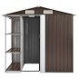 vidaXL Cobertizo de jardín con estantería hierro marrón 205x130x183 cm vidaXL Cobertizo de jardín con estantería hierro marrón 205x130x183 cm