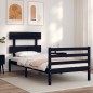 vidaXL Estructura de cama con cabecero madera maciza negro 100x200 cm vidaXL Estructura de cama con cabecero madera maciza negro 100x200 cm