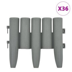 vidaXL Bordes de jardín 36 unidades PP gris 10 m