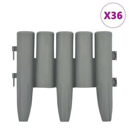 vidaXL Bordes de jardín 36 unidades PP gris 10 m