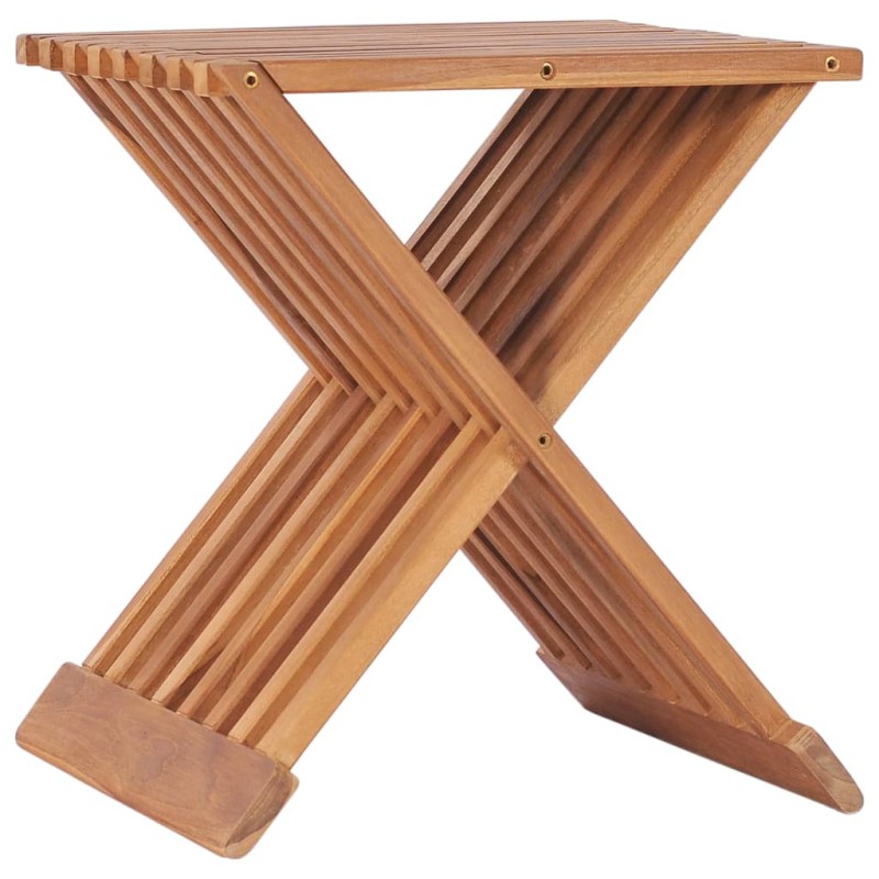 vidaXL Taburete plegable de madera maciza de teca 40x32x45 cm vidaXL Taburete plegable de madera maciza de teca 40x32x45 cm