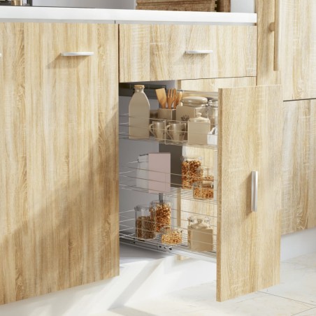 vidaXL Cesta de cocina extraíble 3 niveles plateada 47x25x56 cm