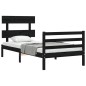 vidaXL Estructura de cama con cabecero madera maciza negro 100x200 cm vidaXL Estructura de cama con cabecero madera maciza negro 100x200 cm