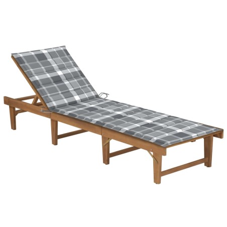 vidaXL Tumbona plegable con cojín madera maciza de acacia 
