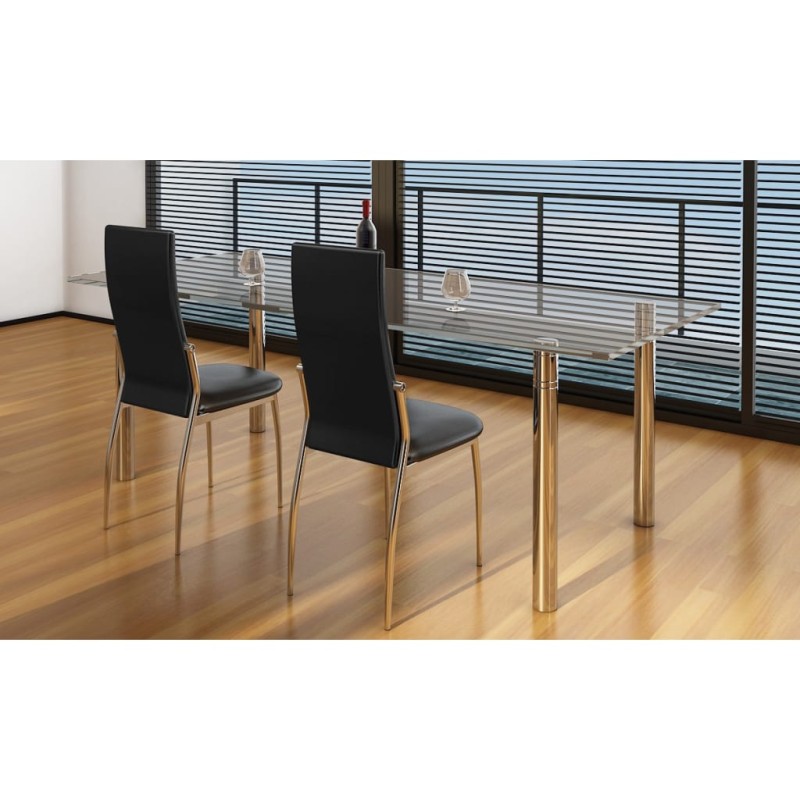 vidaXL Sillas de comedor 2 unidades cuero sintético negro vidaXL Sillas de comedor 2 unidades cuero sintético negro