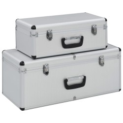 vidaXL Cajas de almacenamiento 2 unidades aluminio plateado 
