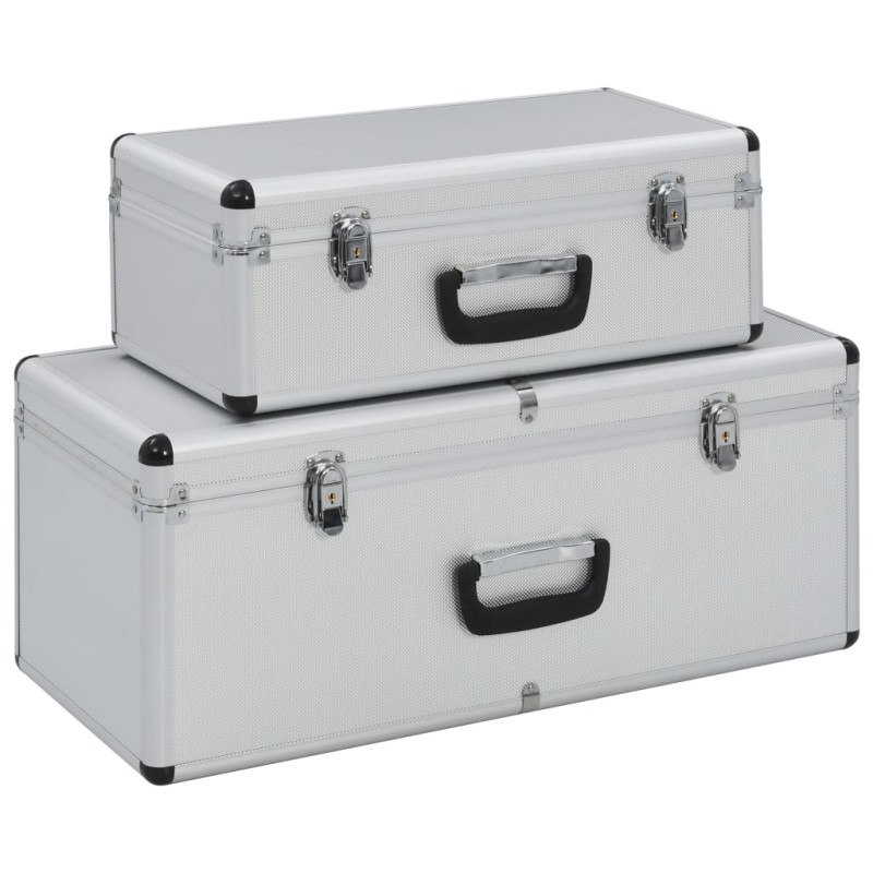 vidaXL Cajas de almacenamiento 2 unidades aluminio plateado vidaXL Cajas de almacenamiento 2 unidades aluminio plateado