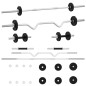 vidaXL Juego de barras y mancuernas de 30 kg hierro fundido