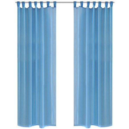 2 Cortinas turquesas transparentes 140 x 175 cm