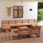 vidaXL Juego muebles de jardín 10 pzas madera maciza pino marrón miel vidaXL Juego muebles de jardín 10 pzas madera maciza pino marrón miel
