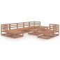 vidaXL Juego muebles de jardín 10 pzas madera maciza pino marrón miel vidaXL Juego muebles de jardín 10 pzas madera maciza pino marrón miel