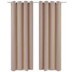 vidaXL Cortinas opacas 2 piezas con ojales de metal 135x175 cm crema