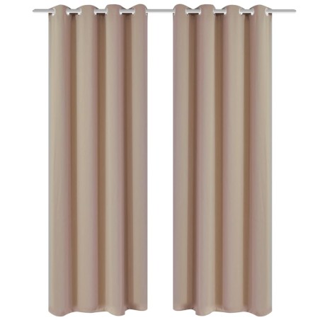 vidaXL Cortinas opacas 2 piezas con ojales de metal 135x175 cm crema