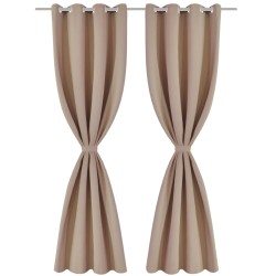 vidaXL Cortinas opacas 2 piezas con ojales de metal 135x175 cm crema