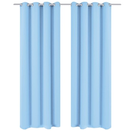 vidaXL Cortinas opacas 2 piezas con ojales de metal 135x245cm turquesa