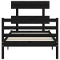 vidaXL Estructura de cama con cabecero madera maciza negro 100x200 cm vidaXL Estructura de cama con cabecero madera maciza negro 100x200 cm