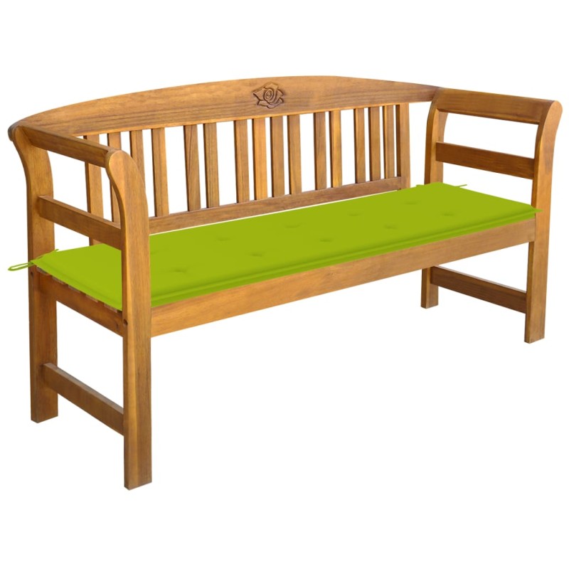 vidaXL Banco de jardín con cojín madera maciza de acacia 157 cm vidaXL Banco de jardín con cojín madera maciza de acacia 157 cm