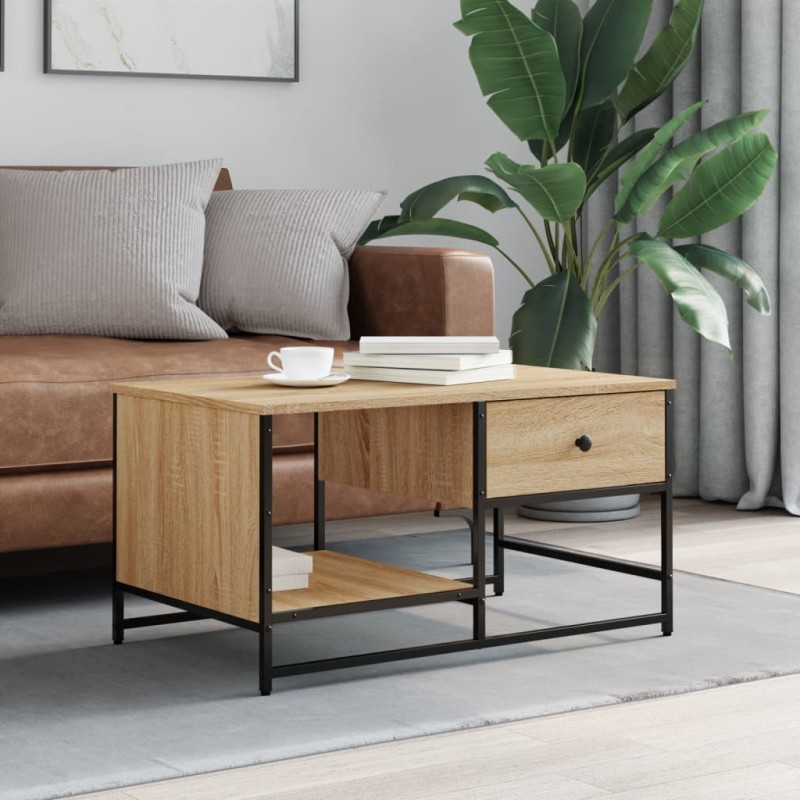 vidaXL Mesa de centro madera de ingeniería roble Sonoma 85,5x51x45 cm
