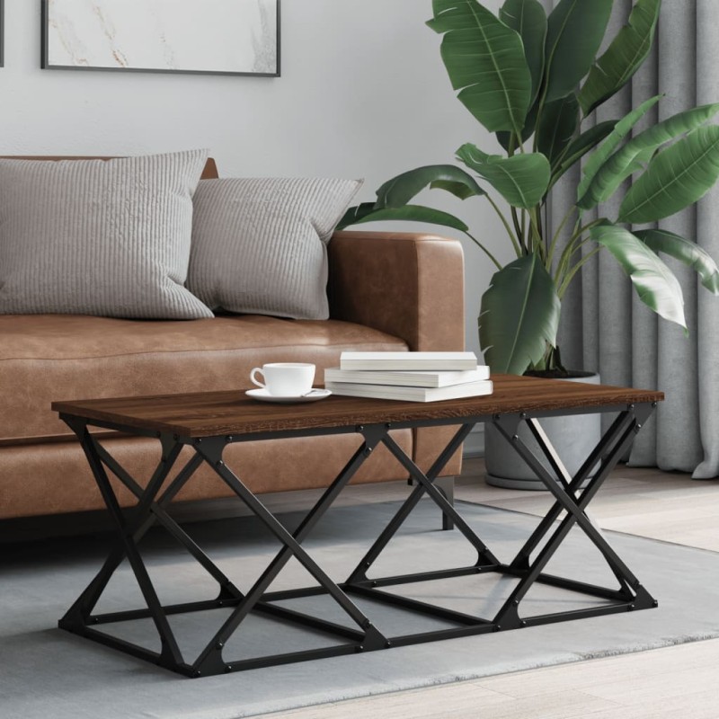 vidaXL Mesa de centro madera contrachapada roble marrón 100x49x40 cm vidaXL Mesa de centro madera contrachapada roble marrón 100x49x40 cm