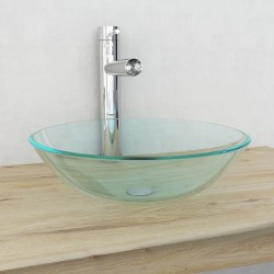 vidaXL Lavabo vidrio templado transparente 42 cm