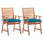 vidaXL Sillas comedor de jardín 2 uds madera maciza acacia y cojines vidaXL Sillas comedor de jardín 2 uds madera maciza acacia y cojines