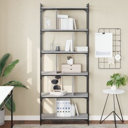vidaXL Librería 6 estantes madera ingeniería gris Sonoma 76x32x192 cm