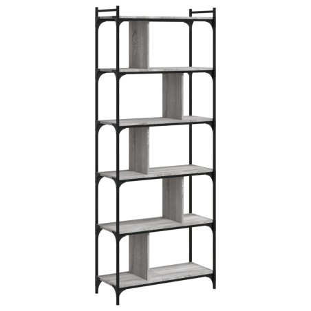 vidaXL Librería 6 estantes madera ingeniería gris Sonoma 76x32x192 cm