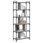 vidaXL Librería 6 estantes madera ingeniería gris Sonoma 76x32x192 cm