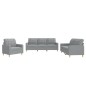 vidaXL Juego de sofás con cojines 3 piezas tela gris claro vidaXL Juego de sofás con cojines 3 piezas tela gris claro