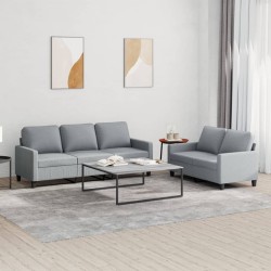 vidaXL Juego de sofás con cojines 2 piezas tela gris claro