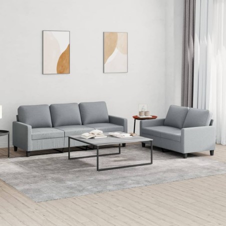 vidaXL Juego de sofás con cojines 2 piezas tela gris claro