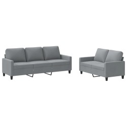 vidaXL Juego de sofás con cojines 2 piezas tela gris claro