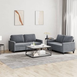 vidaXL Juego de sofás con cojines 2 piezas terciopelo gris oscuro