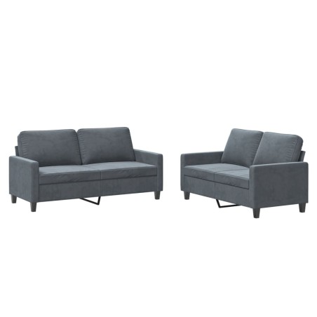 vidaXL Juego de sofás con cojines 2 piezas terciopelo gris oscuro