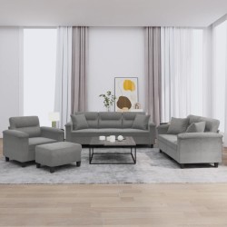 vidaXL Juego de sofás con cojines 4 piezas tela microfibra gris oscuro