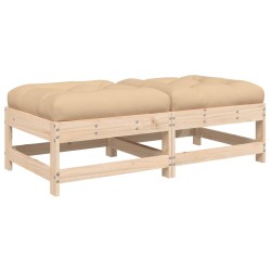 vidaXL Taburetes de jardín con cojines 2 uds madera maciza de pino