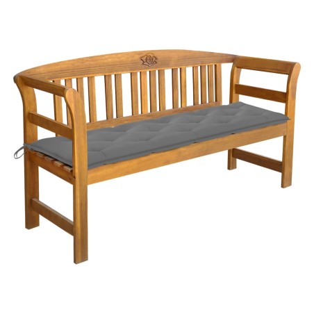 vidaXL Banco de jardín con cojín madera maciza de acacia 157 cm