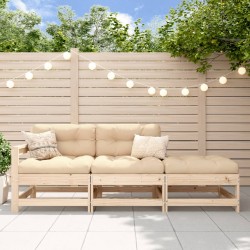 vidaXL Juego de sofás de jardín 3 pzas con cojines madera maciza
