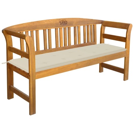 vidaXL Banco de jardín con cojín madera maciza de acacia 157 cm