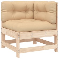 vidaXL Sofá esquinero con cojines madera maciza de pino