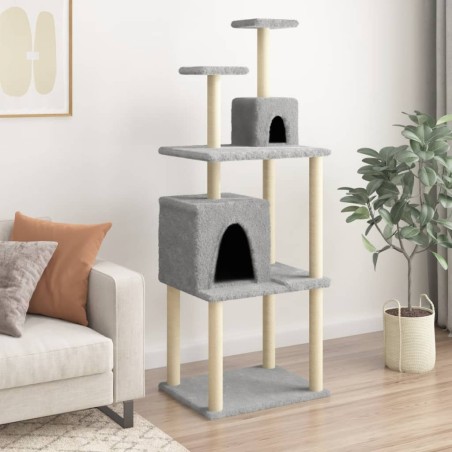vidaXL Rascador para gatos con postes de sisal gris claro 167 cm