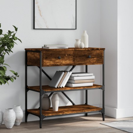 vidaXL Mesa consola madera de ingeniería roble ahumado 75x34,5x75 cm