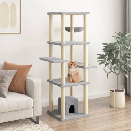 vidaXL Rascador para gatos con postes de sisal gris claro 154 cm